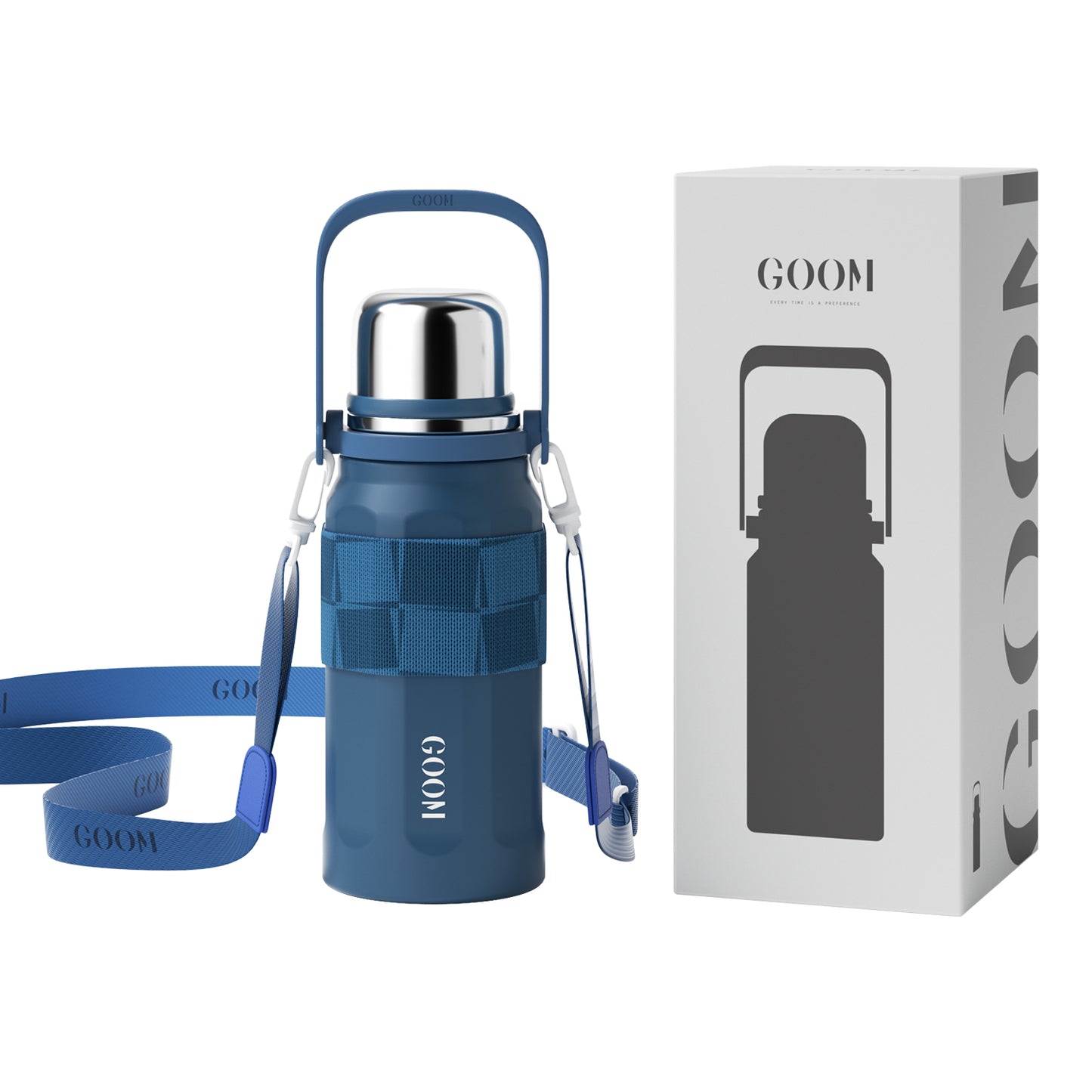 GOOM [THE GRIP] 32 oz Insulated Water Bottle with Lid, Carrying Strap and Strainer - Stellar Abyss