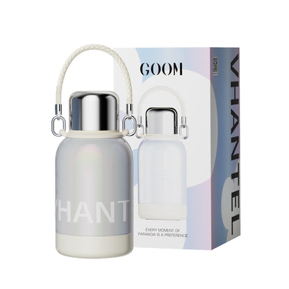 GOOM [Vhantel] 30oz Insulated Water Bottle with Lid, Handle and Strainer - Celestial Silver