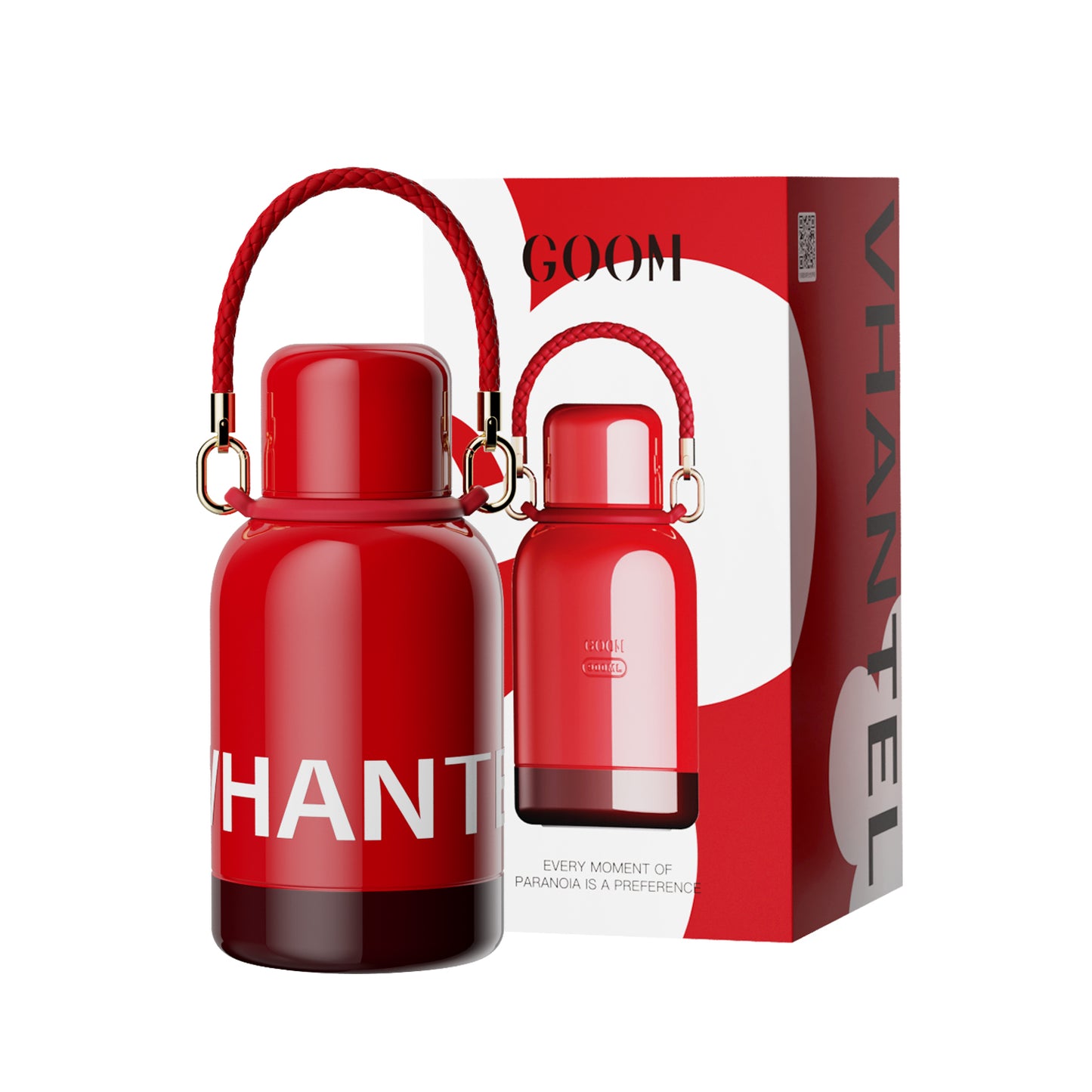 GOOM [Vhantel] 30oz Insulated Water Bottle with Lid, Handle and Strainer - Blaze Red