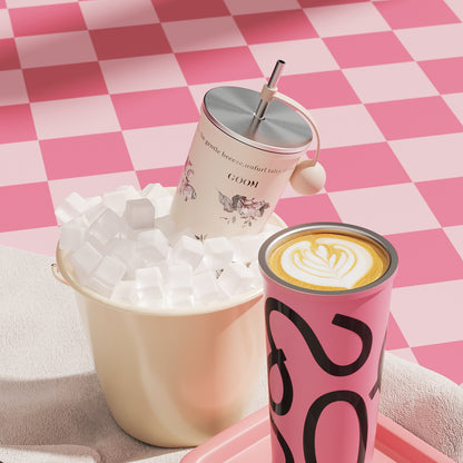 GOOM [GRAFFITI ARC] 20oz Tumbler with Screw-Top Lid, Built-In Straw, and Dust-Proof Ball Cap - Blush Blossom