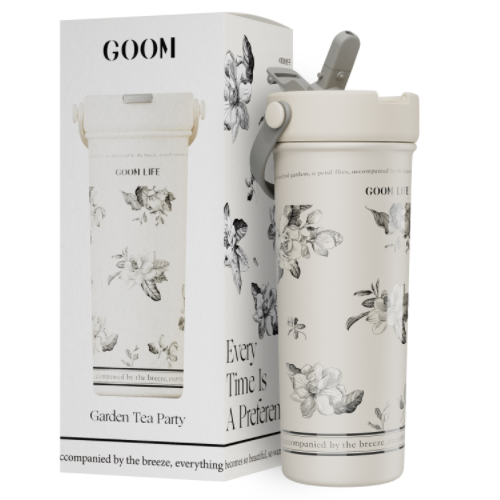 GOOM [GRAFFITI] 20oz Tumbler with Flip Straw and Top Handle - Floral Whisper