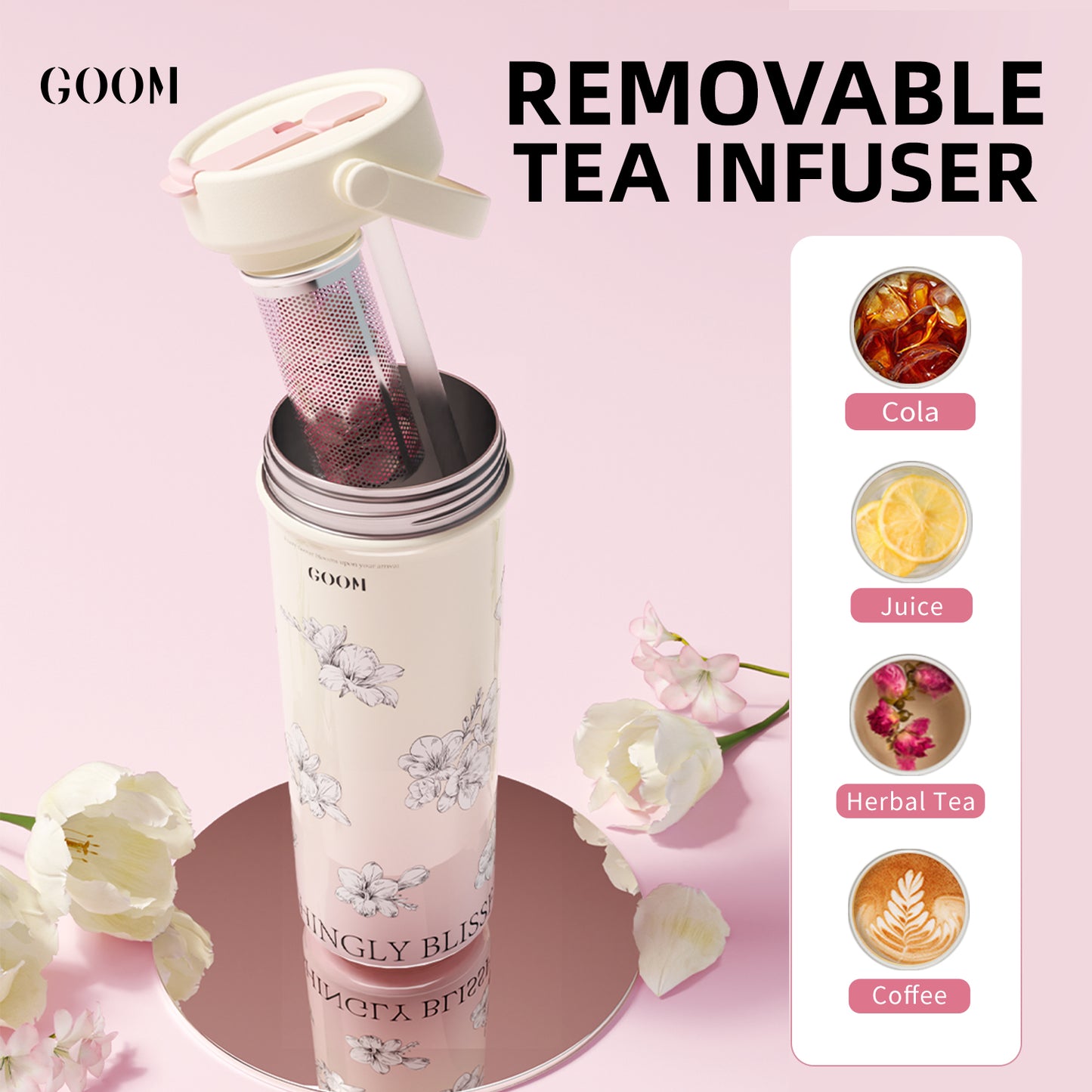 Limited Edition Gift Set - GOOM [GRAFFITI] 20oz Tumbler with Flip Straw and Top Handle - Freesia Dream