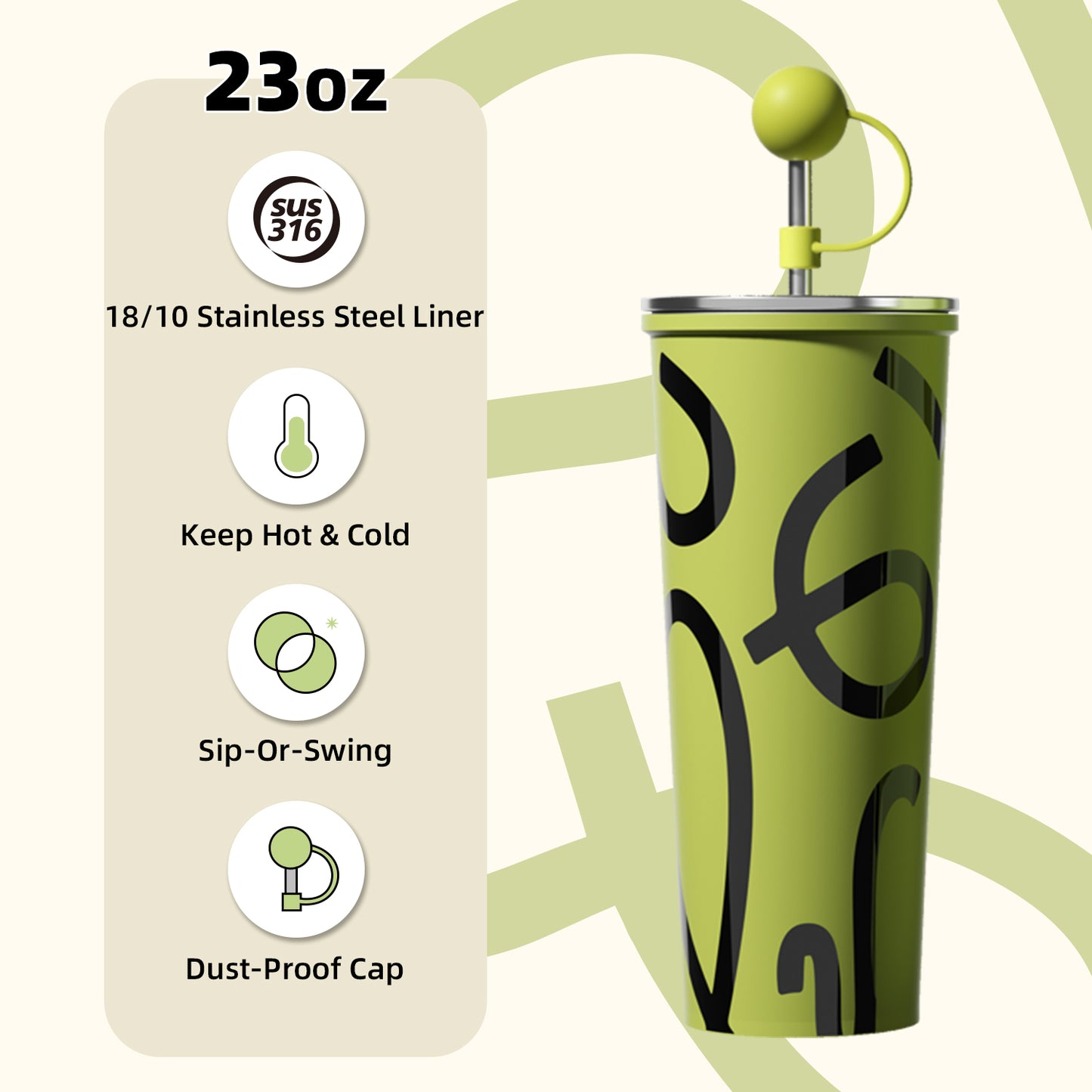 GOOM [GRAFFITI ARC] 20oz Tumbler with Screw-Top Lid, Built-In Straw, and Dust-Proof Ball Cap - Forest Haven