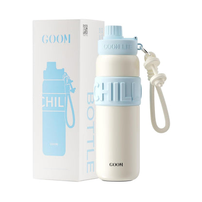 GOOM [CHILL] 24 oz Insulated Water Bottle with Straw Cap and Lid - Arctic Mist