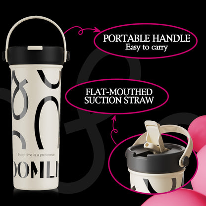 GOOM [GRAFFITI] 20oz Tumbler with Flip Straw and Top Handle - Ivory Whisper