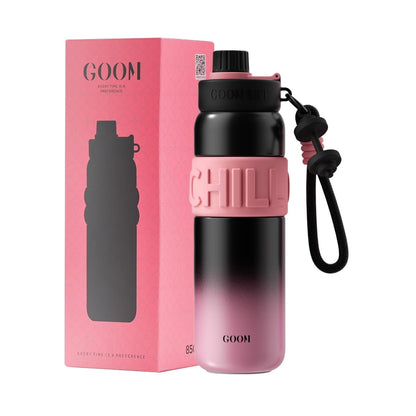 GOOM [CHILL] 24 oz Insulated Water Bottle with Straw Cap and Lid - Midnight Fuchsia