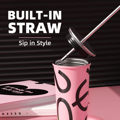 GOOM [GRAFFITI ARC] 20oz Tumbler with Screw-Top Lid, Built-In Straw, and Dust-Proof Ball Cap - Blush Blossom